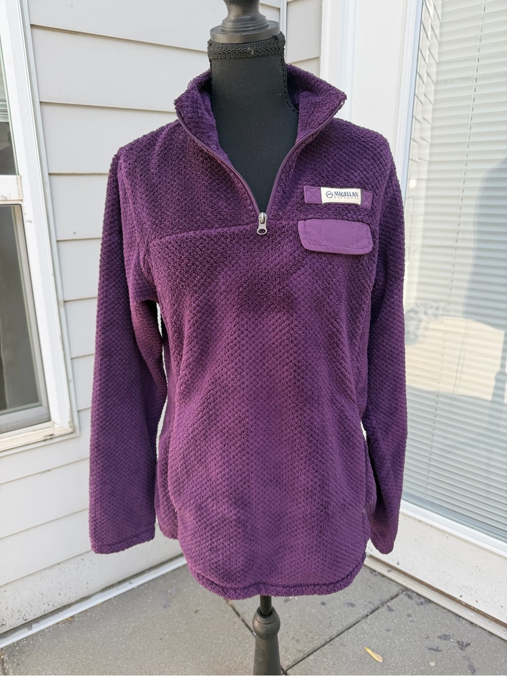 Magellan Outdoors Purple Sherpa Fleece Quarter Zip Pullover Women S